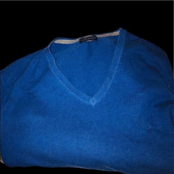 Lands End V Neck Sweater Men's Large Blue - Picture 8 of 9